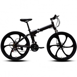 YUN&BO Folding Bike YUN&BO Foldable Men And Women Folding Bike-26 Inch Adult Men And Women Portable Commuter Shift Bicycle, MTB Bicycle with 6 Cutter Wheel, Black, 21 speed