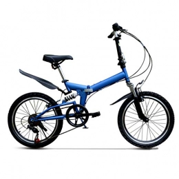 YUN&BO Bike YUN&BO Foldable Mountain Bike for Men And Women, Folding Portable Snow Bicycles Shock Absorption, 20 inch Off-Road Male Female Bicycle, Aluminum Alloy, Blue
