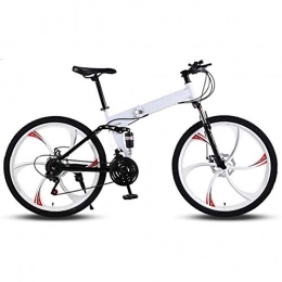 YUN&BO Bike YUN&BO Folding Bicycle, 24-Inch Woman / Man Bicycle Variable Speed Folding Mountain Bike, MTB Bicycle with 6 Cutter Wheel, Suitable for Height 145-160Cm, White, 24 speed