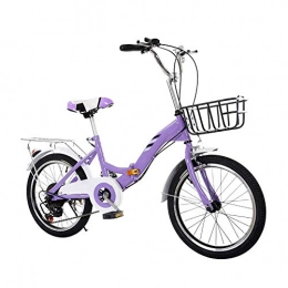 YUN&BO Folding Bicycle,Light Work Adult Adult Ultra Light Single Speed,for Sports Outdoor Cycling Travel Commuting,Purple,20 inches