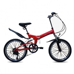 YUN&BO Bike YUN&BO Folding Bicycle Shifting Mountain Bike, 20-Inch Tire Road Bike High Carbon Steel Frame, Shock Absorption Small Wheel Mountain Bike for Adult, Red