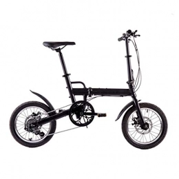 YUN&BO Folding Bike YUN&BO Lightweight Folding Bicycle, 6-Speed 16 Inches Mountain Bike Dual Disc Brakes, Variable Speed Off-Road Bike for Sports Outdoor Cycling Travel, Black