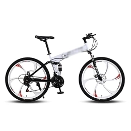 YUNLILI Bike YUNLILI Multi-purpose Folding MTB Bicycle 26 Inches Wheels Mountain Bike Carbon Steel Frame With Dual Disc Brake (Color : White, Size : 21 Speed)