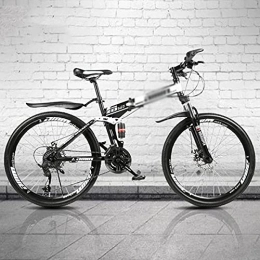 YUNLILI Folding Bike YUNLILI Multi-purpose Mountain Bike 21 / 24 / 27 Speed Steel Frame 26 Inches 3 Spoke Wheel Dual Suspension Folding Bike For Men Woman Adult And Teens (Color : White, Size : 21 Speed)