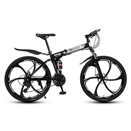 YUNLILI Folding Bike YUNLILI Multi-purpose Mountain Bike 26 Inch Folding Mountain Bike Carbon Steel Frame 21 / 24 / 27 Speeds With Dual Disc Brake For A Path Trail & Mountains (Color : Black, Size : 21 Speed)