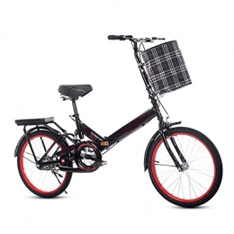 YUNLILI Bike YUNLILI Multi-purpose PING Folding Bikes 20 Inch Mini Portable Student Comfort Speed Wheel Folding Bike for Men Women Lightweight Folding Casual Bicycle Black (Color : Black)