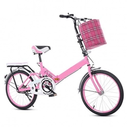 YUNLILI Bike YUNLILI Multi-purpose PING Folding Bikes 20 Inch Mini Portable Student Comfort Speed Wheel Folding Bike for Men Women Lightweight Folding Casual Bicycle Black (Color : Pink)