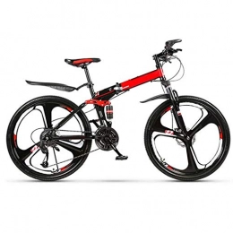 Yunyisujiao Bike Yunyisujiao 26 Inch Mountain Bike, Full Suspension Mountain Bike, Adult Folding Mountain Bike, With Adjustable Seat Double Disc Brake Mountain Bike (Color : Red)