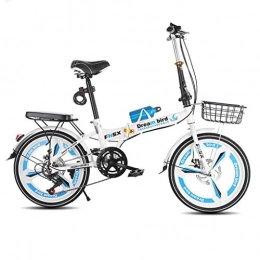 Yunyisujiao Folding Bike Yunyisujiao Folding Bicycle Brake Folding Bicycle Women's Bicycle 6-speed 20-inch Wheeled City Bicycle (Color : BLUE, Size : 150 * 30 * 100CM)