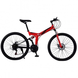 Yunyisujiao Folding Bike Yunyisujiao Mountain Bikes, 24-inch folding mountain bikes, 21-Speed Bicycle Full Suspension MTB, Men And Women Portable Adult Bicycle (Color : Red)