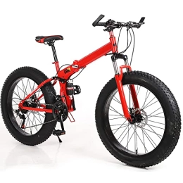 YUNZHIDUAN Folding Mountain Bike, 20/24/26 Inch Snow Bike, 30 Speed Dual Suspension, Carbon Steel Frame, Dual Disc Brake, for Adults/Student/Teen