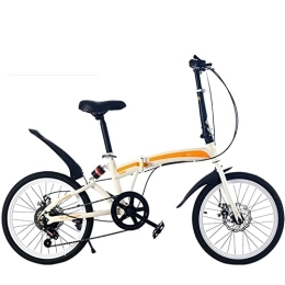 YXGLL Folding Bike YXGLL 20 Inch High Carbon Steel Variable Speed Folding Bicycle Disc Brake Riding Adult Student Mountain Bike (white a)