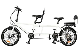 YXWJ Tandem Bike - City Tandem Folding Bicycle, Foldable Tandem Adult Beach Cruiser Bike Adjustable 8 Speeds,White