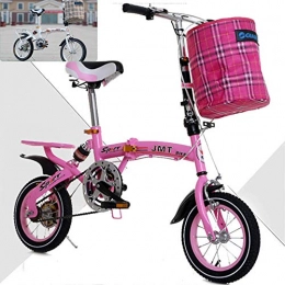 YXYBABA Folding Bike YXYBABA 16" Lightweight Alloy Folding City Bicycle Bike Portable Adult Small Student Male Bicycle Folding Carrier Bicycle Bike Student Folding Bike for Men, Pink