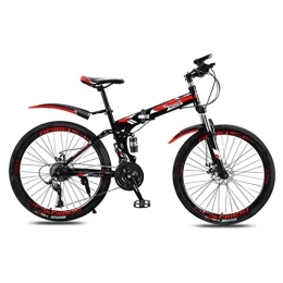 YYSD Folding Bike YYSD 24 / 26 Inch Adult Folding Mountain Bike, High Carbon Steel Outroad Bicycle, 21-Speed Shock Absorption Dual Disc Brakes Portable Bicycle