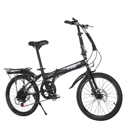 YZDKJDZ 6 Speed Folding Bike, Foldable Bikes Bikes Folding City Bike for Adults with Anti-Skid, Rear Carry Rack, 20 inch