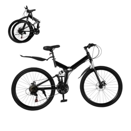 ZAANU  ZAANU 26'' Wheels Adult Mountain Bike Bicycles 21 Speed Folding Bikes Bicycle for Adults with Double Disc Brakes, High Carbon Steel Full Suspension Adjustable Height for Mens / Womens Riding