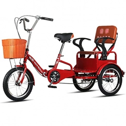 ZCYY Bike ZCYY Adult Tricycles Folding Tricycle 16inch 3-Wheel Bicycle High-carbon Steel Trike Bike Bicycle For Picnic Shopping Work Men Women(Color:red)
