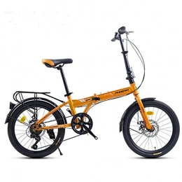 ZDZXCMW Bike ZDZXCMW Foldable Bicycle 20 Inch Speed Car Folding Bike Adjustable Seat Adult Male And Female Ultralight Portable Folding Frame Safe And Reliable, yellow
