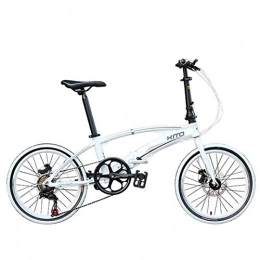 ZDZXCMW Bike ZDZXCMW Folding Bicycle Portable Aluminum Alloy Male And Female Adult Bicycle Outdoor Travel Camping Folding Car Front And Rear Mechanical Disc Brakes, White