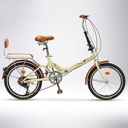 ZEIYUQI Folding Bike ZEIYUQI Bicycle for Women with Basket Small Foldable Bikes for Girls Suitable for Work, Outdoor Riding, Family Picnic, Yellow, variable speed A