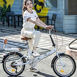 ZEIYUQI Folding Bike ZEIYUQI Folding Bikes for Adults 20 Inch with Basket Variable Speed Road Bike Suitable for Outdoor Riding, white, variable speed A