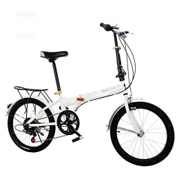 ZEMENG 20" Variable Speed Folding Bicycle, Adult Folding Bicycle,Double V-Brake Commuter Bicycles, Unisex,White