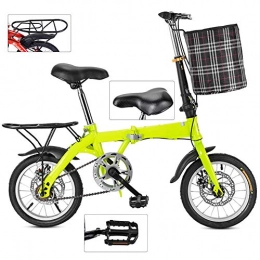LZQBD Bike ZENGQIANGJING Bike Variable Speed Folding Bicycle, Portable Lightweight Damping Bicycle with Cycling Baskets And Carrier Frame, Adjustable Seat Bike for Adult Child Student, Single Speed Disc Brake