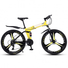 ZGQA-GQA Folding Bike ZGQA-GQA Outdoor sports Folding Mountain Folding Bike City Bike, Man, Woman, Child One Size Fits All 24 Speed Gears, Folding System, Dual Suspension And Double Disc Brake (Color : Yellow)