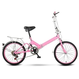 ZHANGAIGUO Folding Bike ZHANGAIGUO 26 Inch Folding Bicycle, Women'S Light Work Adult Ultra Light Variable Speed Portable Adult Small Student Male Bicycle Folding Carrier Bicycle Bike (Color : Pink)
