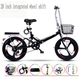 Zhangxiaowei Folding Bike Zhangxiaowei 20 Inch Integrated Wheel Shift Ultralight Portable Folding Bike for Adults with Self Installation, Black