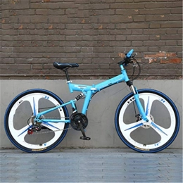 Zhangxiaowei Folding Bike Zhangxiaowei Mens Mountain Bike 24 / 26 Inch 21 Speed Folding Blue Cycle with Disc Brakes, 26inch