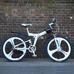 Zhangxiaowei Folding Bike Zhangxiaowei Mountain Adult Sport Bike, 24-26-Inch Wheels 21 Speed Folding White Cycle with Disc Brakes Multiple Colors, 26 inch