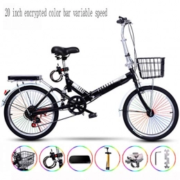 Zhangxiaowei Folding Bike Zhangxiaowei Ultralight Portable Folding Bike for Adults with Self Installation 20 Inch Encrypted Color Bar Varlable Speed, Black