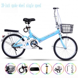 Zhangxiaowei Bike Zhangxiaowei Ultralight Portable Folding Bike for Adults with Self Installation 20 Inch One Wheel Single Speed, Blue