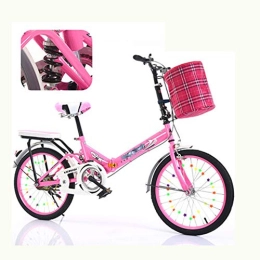 ZHANGY Folding Bike ZHANGY Folding Bicycle Women'S Light Work Adult Adult Ultra Light Variable Speed Portable Adult 16 / 20 Inch r City Caravan Bike, Pink, 16