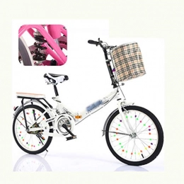 ZHANGY Bike ZHANGY Folding Bicycle Women'S Light Work Adult Adult Ultra Light Variable Speed Portable Adult 16 / 20 Inch r City Caravan Bike, White, 20