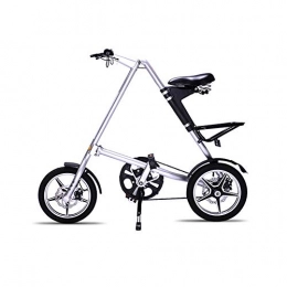 ZHAORLL Folding Bike ZHAORLL Ultralight Portable Folding Bicycle Aluminum Bicycle 14 Inch / 16 Inch Front And Rear Disc Brakes Men And Women Folding Bicycle, White, 14Inches