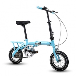 ZHEDYI Bike ZHEDYI 12in / 14in Folding Bike, Ultra-light Portable Adult Mens Womens Kids Bicycle, Shock Absorption Mountain Bike, Single Speed Bicycles, Aluminum Alloy Easy to Fold (Color : Blue(12 in))
