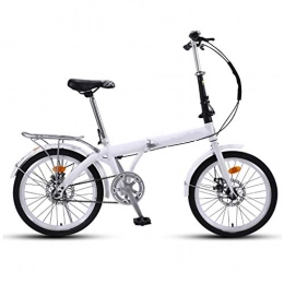 ZHEDYI Folding Bike ZHEDYI 16in / 20in Bicycle, Adult, Women, Men Portable Folding Small Wheel Bike, Rear Frame, City Bicycles, Front and Rear Double Disc Brakes，Bicycle Seats for Comfort (Color : White, Size : 20inch)