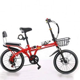 ZHEDYI Folding Bike ZHEDYI 16in / 20in Wheel Outdoor Bike, Ergonomic Folding Bike, Women's Bike, Adult Men's Portable Mini Bike, Bicycle Seats for Comfort，Bike Basket，With Bottle Cage (Color : 20inch-Red A)