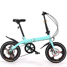 ZHEDYI Bike ZHEDYI 16in Six-speed Dual-disc Brake Shock-absorbing Folding Bike, High-carbon Steel Bracket 10KG Bicycle, Lightweight Portable Bicycles, Used for Children, Students, Youth, Women, Men