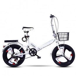 ZHEDYI Bike ZHEDYI 20-inch Lightweight High-carbon Steel Folding Bike, Bicycle Seats for Comfort，city Bikes, Road Bicycles, Exercise Bike, Shock-absorbing Mountain Bike，bike Basket (Color : White)