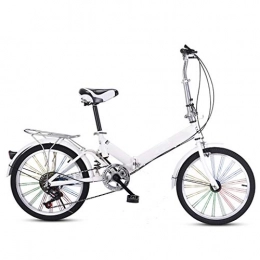 ZHEDYI Bike ZHEDYI 20in Bikes For Women Folding Damping Bike, Ultra-light Portable Variable Speed Adult Bicycle, Student Small Wheeled Boys Bike，mens Bicycle Kids Bikes (Color : White, Size : 20in)
