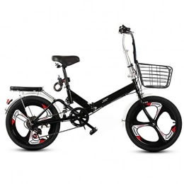 ZHEDYI Bike ZHEDYI 20in City Bikes Folding Bike, 7-speed Shock Absorber Bicycle, Women's Adult Student Bike Bicycles， Lightweight Aluminum Frame with Bike Basket, Load Capacity 150kg (Color : Black)