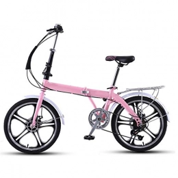 ZHEDYI Bike ZHEDYI 20in Compact Folding Bike, Women's Bike with Aluminum Alloy Rim, Light Folding Bicycles, 7-speed Folding Bike with Variable Speed, Travel Work Bikes，Bicycle Seats for Comfort (Color : Pink)