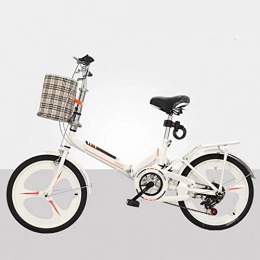 ZHEDYI Folding Bike ZHEDYI 20in Compact Shock-absorbing Folding Bike, Portable Women's Bicycle, Suitable for Students and Work Travel Bikes, Aluminum Alloy Wheels and Ergonomic Seat (Color : White)