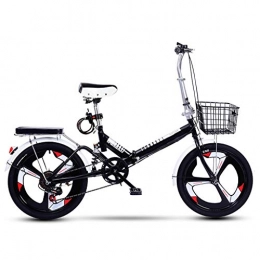 ZHEDYI Folding Bike ZHEDYI 20in Foldable Variable Speed Bike, Folding Bike for Male and Female Students, Alloy Frame Shock Absorber Bikes, One Wheel-double Brake，Non-slip Pedals Bicycle (Color : Black)