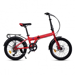 ZHEDYI Bike ZHEDYI 20in Folding Bike, High Carbon Steel Adult Bikes, Cruiser City Bicycle Mechanical Disc Brakes, 7-speed Variable Speed, Rear Taillights, Safe Riding, Ultra-light Portable Bicycles Unisex