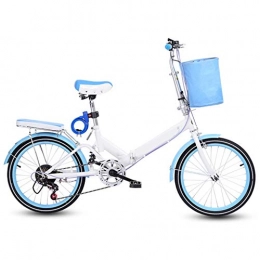 ZHEDYI Folding Bike ZHEDYI 20in Variable Speed Folding Bike Bicycle, Adult Women's Bicycles, Shock-absorbing Portable Ultra-light Middle School Student's Bikes, Travel Beach Cruiser Mens Bicycle (Color : Blue)